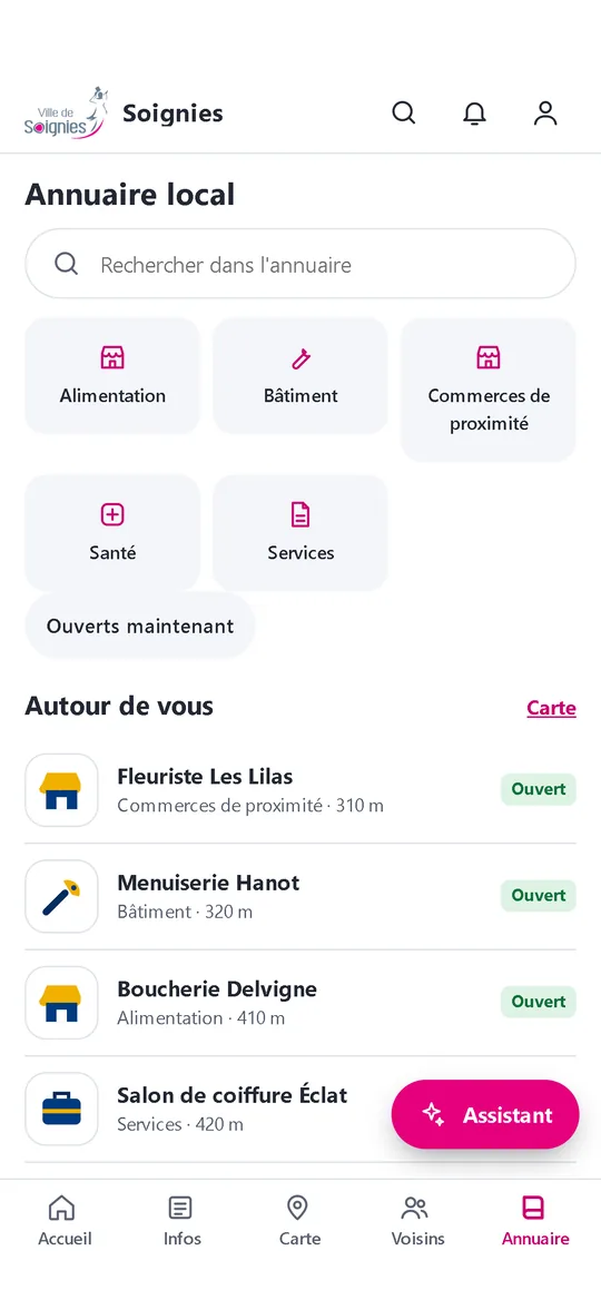 Application Placette : annuaire local, carte, démarches administratives et calendrier des déchets.